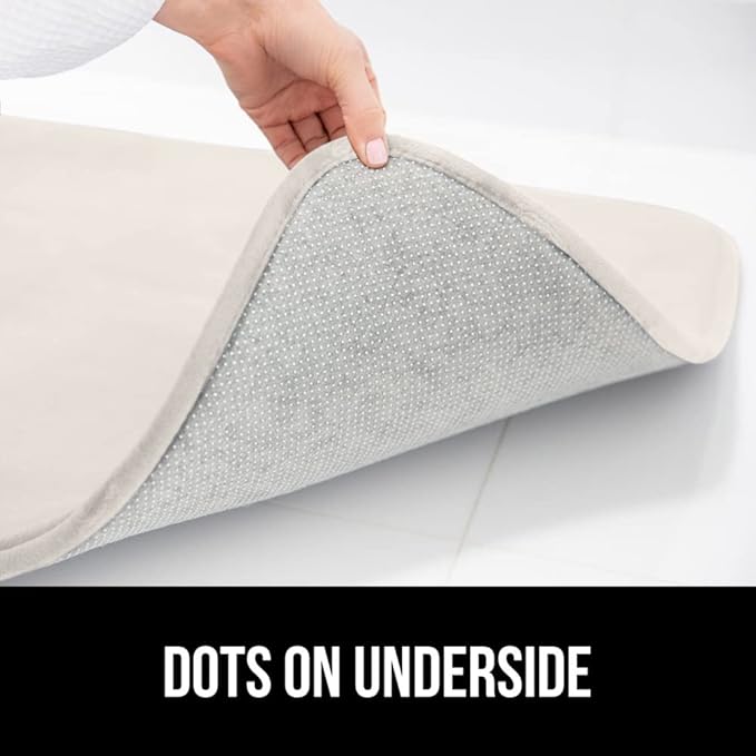 GORILLA GRIP Memory Foam Bath Mat, Soft Absorbent Velvet Bathroom Mats, Durable Dots on Underside, Machine Washable Bathmat, Carpet Rug Room Decor for Shower Tub Floor RV, 36x24 Rugs, Cream