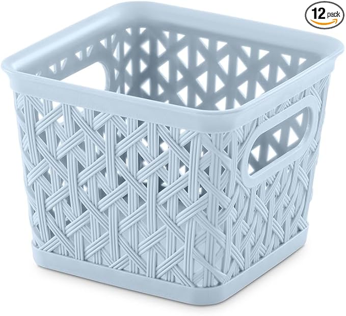 Whitmor Small Light Blue Resin Tote, 3 Pack/Set,Total 4 Sets, 12 Pcs