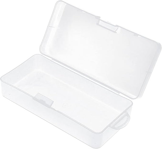 Pssopp 7.2 x 3.5 x 1.8in Rectangular Empty Mini Clear Plastic Organizer Storage Box White Lid with Clear Base for Small Items Other Craft Projects