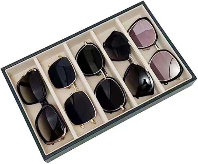 5 Slot High End PU Leather Velvet Drawer Divider Eyewear Storage Sunglasses Jewelry Show Tray Organizer