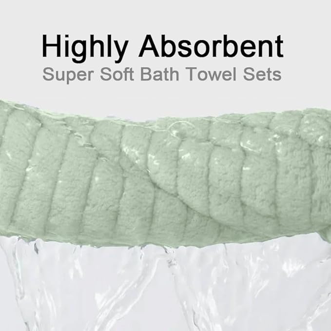 Hailea Hand Towels Set 16x31 Inches,Soft Microfibers Bathroom Towel Set 2 Pack,Highly Absorbent Quick Dry Luxury Towel Hotel Spa Gym Hand Towel Collection for Bathroom,Green