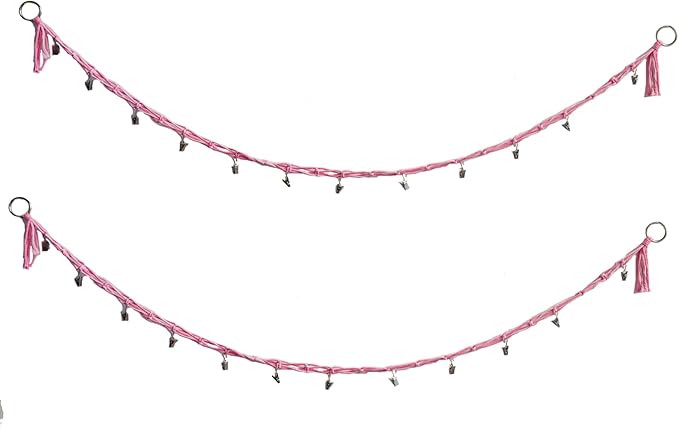 2 Pcs 80” Cotton Hanging Storage Chains for Stuffed Animal Storage, Each Boho Display Chain Comes with 20 Metal Clips, Nursery Hanging Storage Organizer for Wall or Corner Nursery playroom