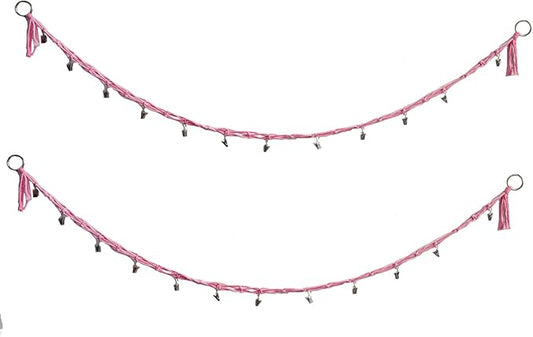 2 Pcs 80” Cotton Hanging Storage Chains for Stuffed Animal Storage, Each Boho Display Chain Comes with 20 Metal Clips, Nursery Hanging Storage Organizer for Wall or Corner Nursery playroom
