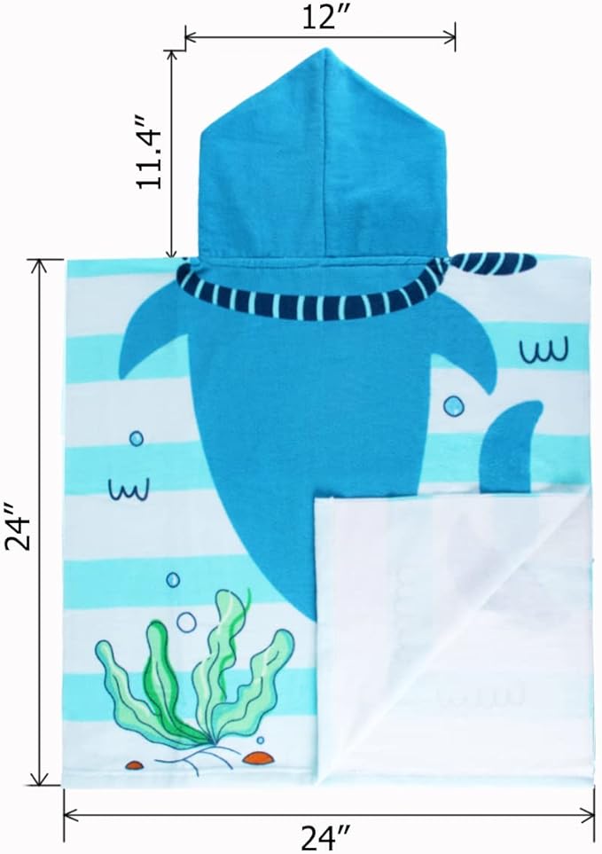 NovForth Kids Beach Towel for Boys Girls, Hooded Bath Towel Wrap, Toddler Pool Towel with Hood