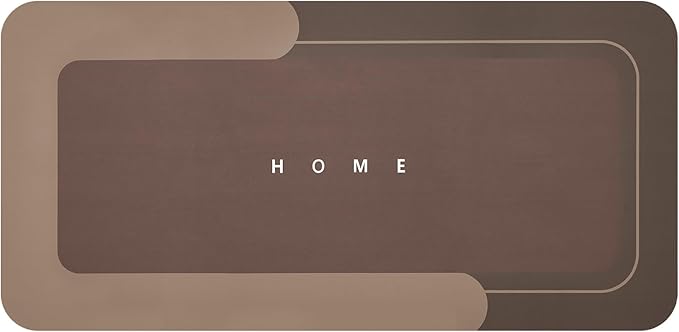 Housego Absorbent Bath Mat Magic Rug, Quick Drying Magic Bath Mat Non-Slip Floor Rug Rubber Backed for Bathroom Kitchen Shower Sink, Water Absorbent (1PC, 16.93''x34.65’’, Brown)