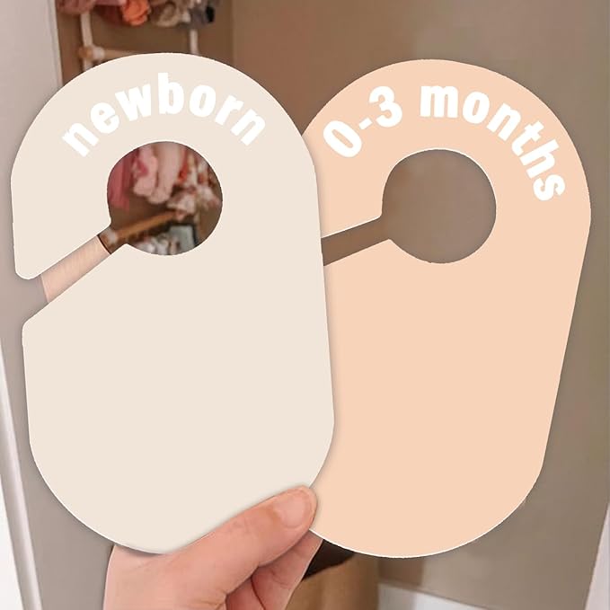 Baby Closet Divider, Baby Wardrobe Organizer, Double-Sided Design, Nursery Decor Clothes Hanger Dividers for Sorting 8 Sizes from Newborn to 12+ Months (Earth stone)