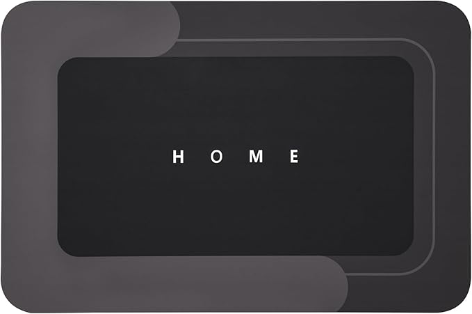 Housego Absorbent Bath Mat Magic Rug, Quick Drying Mat Magic Bath Mat Non-Slip Floor Rug Rubber Backed for Bathroom Kitchen Shower Sink, Water Absorbent (1PC, 15.7''x23.6'', Black)