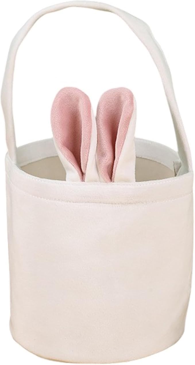 Custom Name Easter Tote Basket Cute Solid Colour Bunny Ears Basket Personalised Easter Bunny Bucket