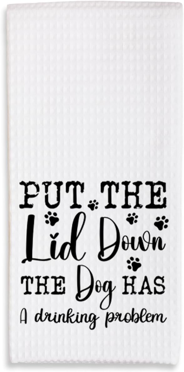 Absorbent Bathroom Towels - Put the Lid Down the Dog Has a Drinking Problem-16 x 24 Inches Decorative Fast Drying Bath Hand Dish Towels-Home Toilets Funny Decor & Supplies Gifts For Friends Family-A35