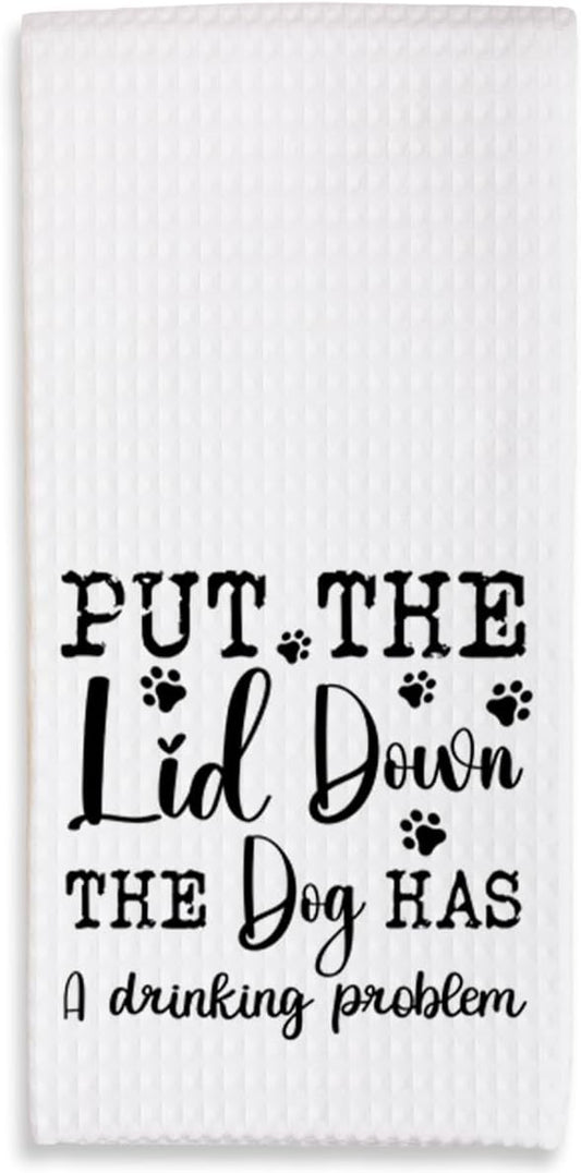 Absorbent Bathroom Towels - Put the Lid Down the Dog Has a Drinking Problem-16 x 24 Inches Decorative Fast Drying Bath Hand Dish Towels-Home Toilets Funny Decor & Supplies Gifts For Friends Family-A35