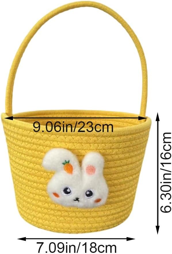 Easter Basket, Easter Bunny Baskets with Handle, Easter Gift Baskets, Egg Buckets Gifts Tote Bags Egg Basket for Easter Party