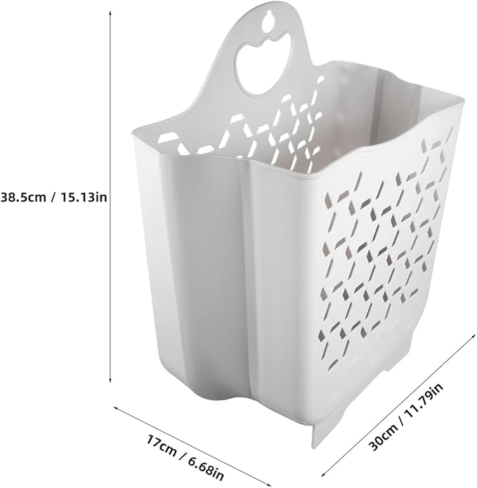 Amosfun Wall Mount Laundry Basket Foldable Laundry Hamper with Handle Space Saving Collapsible Dirty Clothes Storage Basket for Bathroom 11.81X33.46X15.15 Inch