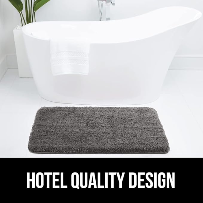 GORILLA GRIP Bathroom Rugs, Ultra Soft Absorbent Mat, Thick Plush Bath Rug, Machine Washable, Microfiber Quick Dry, Mats for Shower, Bathtub and Floor, Home Decor Accessories, 24x17, Grey