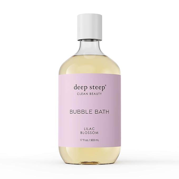 Deep Steep Lilac Blossom Bubble Bath for Women, Hypoallergenic, Clinically Tested, Clean Formula for Sensitive Skin, Sulfate-Free, 17 fl oz Bottle, Essential Bath Accessories