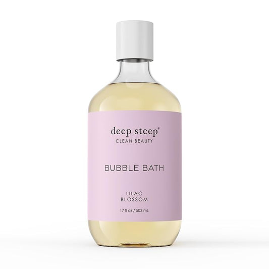Deep Steep Lilac Blossom Bubble Bath for Women, Hypoallergenic, Clinically Tested, Clean Formula for Sensitive Skin, Sulfate-Free, 17 fl oz Bottle, Essential Bath Accessories