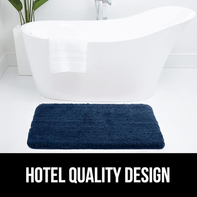 GORILLA GRIP Bathroom Rugs, Ultra Soft Absorbent Mat, Thick Plush Bath Rug, Machine Washable, Microfiber Quick Dry, Mats for Shower, Bathtub and Floor, Home Decor Accessories, 24x17, Navy Blue