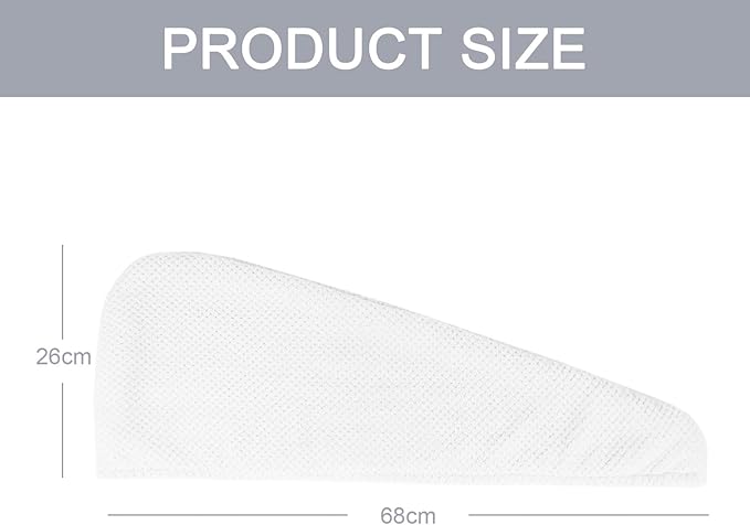 2 Pack Microfiber Hair Towel Wrap for Women, Hair Drying Towel with Button, Towel Turban,Head Towel to Dry Hair Quickly Lint Free, White