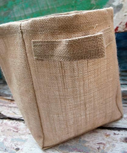 PoshNPretty Natural Burlap Storage Utility Laminated Basket 9" x 9" x 7" (1 Bag)