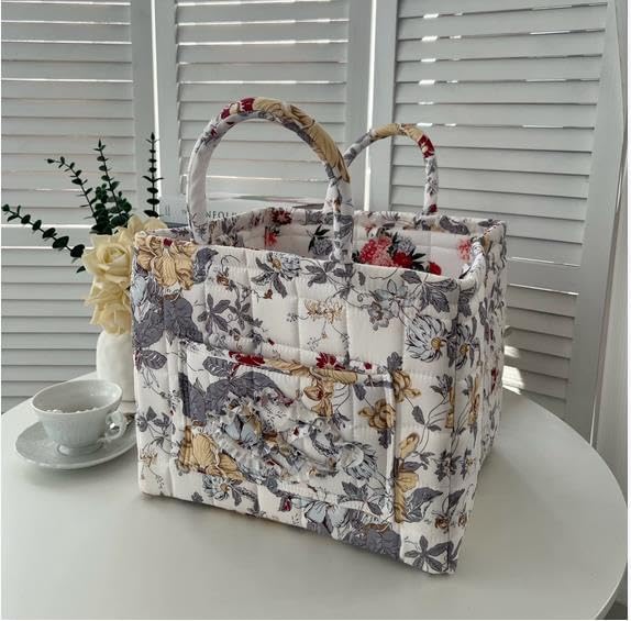 Boho Fabric Storage Basket, Large Capacity Laundry Basket, 12.2'' x 10.23'' x 10.23'' Collapsible Laundry Hamper with Easy Carry Handles (E Multi-Color 6, L)