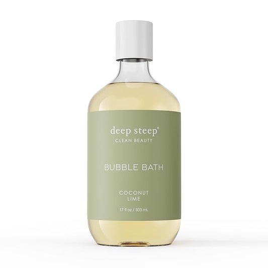 Deep Steep Coconut Lime Bubble Bath for Women, Hypoallergenic, Clinically Tested, Clean Formula for Sensitive Skin, Sulfate-Free, 17 fl oz Bottle, Essential Bath Accessories