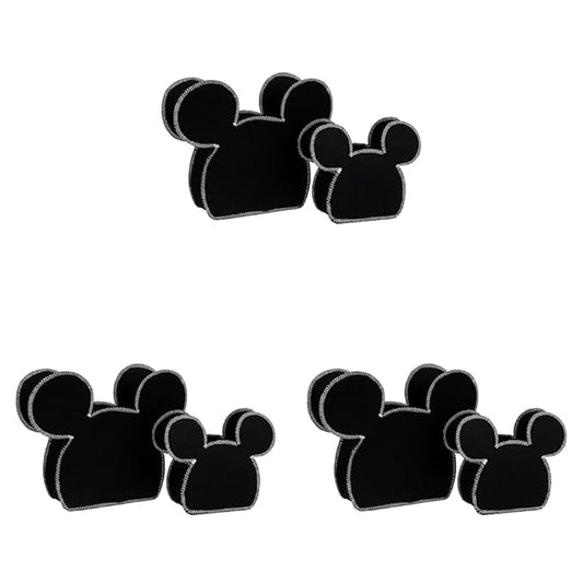 Disney Mickey Mouse Shaped Black 2 Piece Felt Nursery Storage Caddy - 1 Large, 1 Small (Pack of 3)