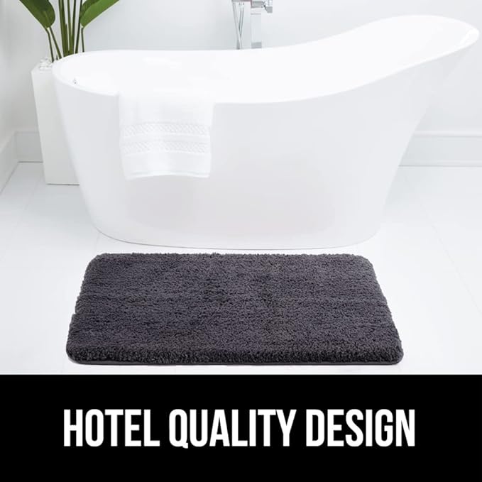 GORILLA GRIP Bathroom Rugs, 60x24, Ultra Soft Absorbent Mat, Thick Plush Bath Rug, Machine Washable, Microfiber Quick Dry, Mats for Shower, Bathtub and Floor, Home Decor Accessories, Charcoal