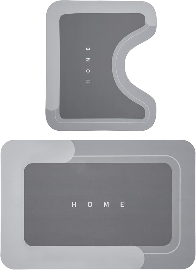 2PCS Absorbent Bath Mat Magic Rug Sets, Quick Drying Bath Mat Non-Slip Floor Rug Rubber Backed for Bathroom Kitchen Shower Sink, Water Absorbent (19.7''x23.6''+19.7''x31.9'', Dark Gray)