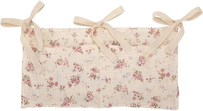 Baby Crib Pocket with Straps Hanging Baby Diaper Caddy Organizer, Diaper Stacker Classified Storage Bag Organizer for Nursery Diapers Wipes Baby Essentials (Light Beige)