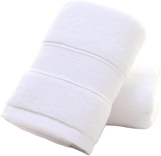 3 Pack Pure Cotton Towels, 130g Thick Bath & Face Towels, Highly Absorbent, Soft, 8 Colors(White)