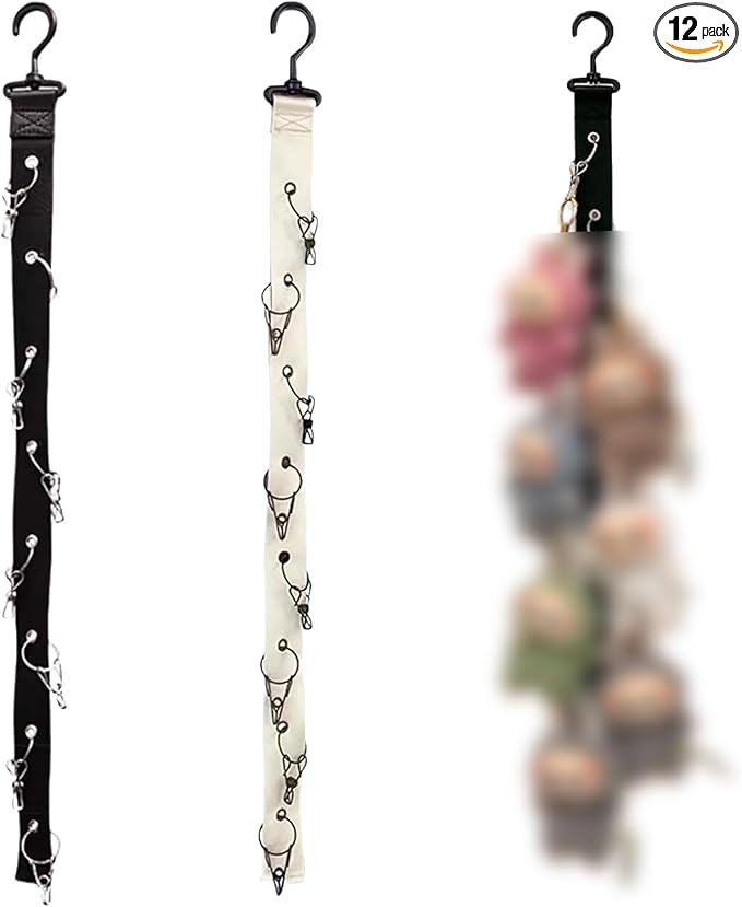 2pcs Plush Toy Display Strap For15-17cm Blind Box Style Dolls,Stuffed Doll Storage With 8 Clip,Organizer,Display,Plush,Hanging Display,Wall & Over Door Organizer