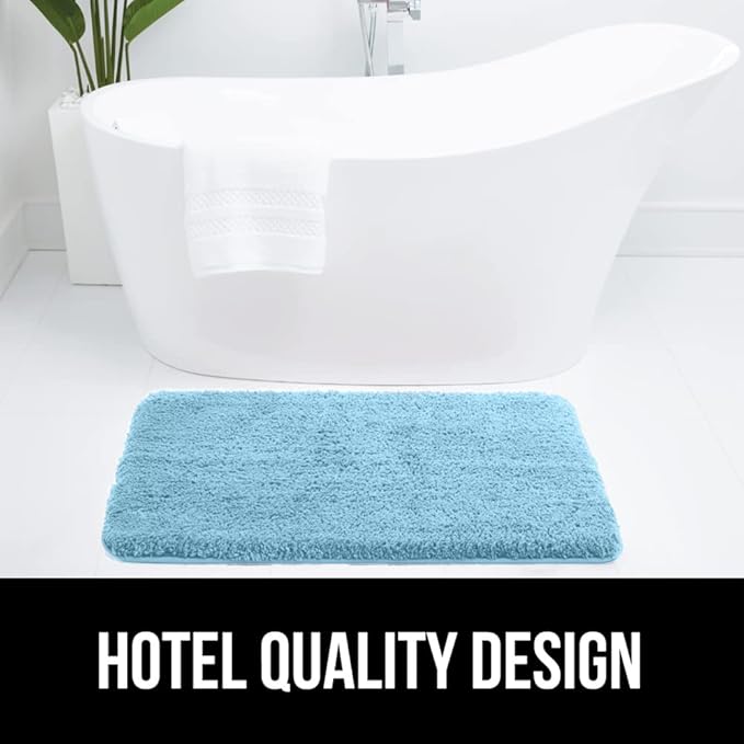 GORILLA GRIP Bathroom Rugs, Ultra Soft Absorbent Mat, Thick Plush Bath Rug, Machine Washable, Microfiber Quick Dry, Mats for Shower, Bathtub and Floor, Home Decor Accessories, 24x17, Sky Blue