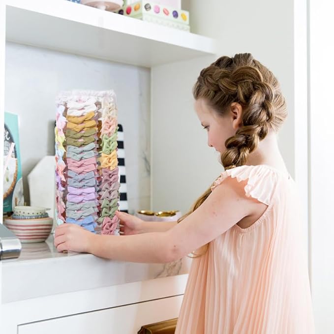 POVETIRE Bow Holder for Girls Hair Bows,360 Rotation Hair Bow Organizer, Hair Clips Stand Hair Accessories Rack Display Decors Baby Nursery Toddler Girls Room