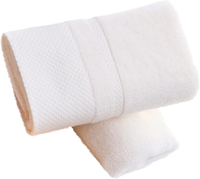 3 Pack Cotton Towels, Thick Soft Bath Towel Set Highly Absorbent Face Towel(White)