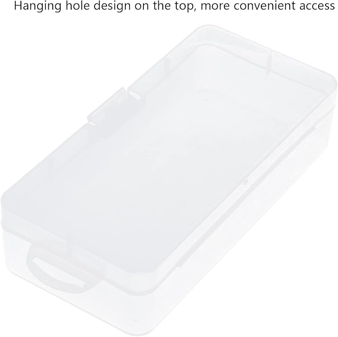 Pssopp 7.2 x 3.5 x 1.8in Rectangular Empty Mini Clear Plastic Organizer Storage Box White Lid with Clear Base for Small Items Other Craft Projects