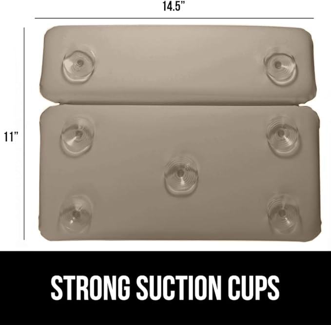 GORILLA GRIP Bath Pillow for Tub, Strong Suction Cups, Luxury Bathtub Pillows, Headrest Neck and Back Support, Relaxing Hot Tub and Home Spa Accessories, Bathroom Essentials, Gifts for Women, Beige