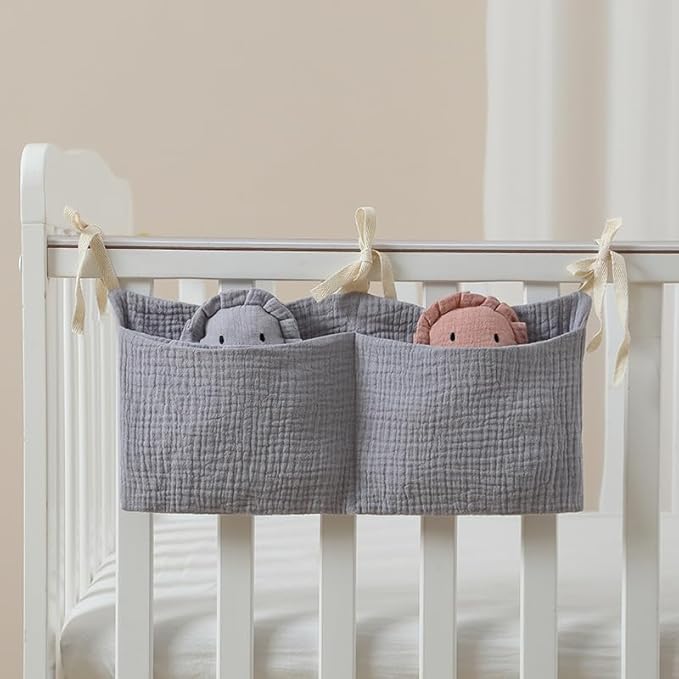 White Bedside Hanging Bags Milk Bottle Bib-Storage Crib Organizer Baby Nappy-Dormitory Bed-Bunk Organizing Bag Nappy- Organizer, Little Bear Nursery Hanging Organizers