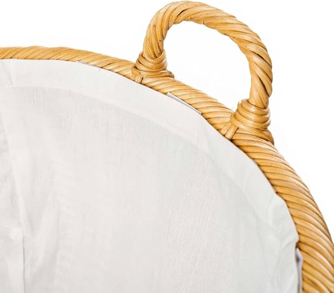 The Basket Lady Oval Wicker Laundry Basket, 25 in L x 19 in W x 14 in H (17 in overall H), Sandstone
