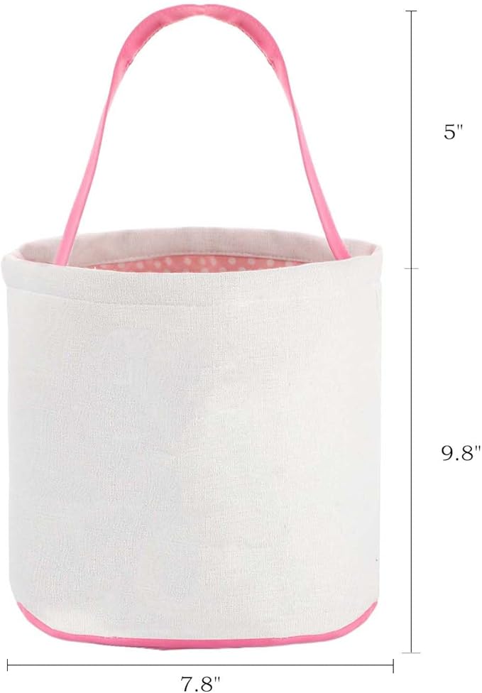 Easter Bunny Basket Bags,Canvas Cotton Easter Baskets for Kids Empty,Easter Bunny Basket,Perfect for Girls Boys Easter Egg Hunts,Easter Baskets for Kids