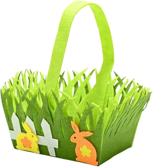 Easter Simulation Lawn Decoration Basket - Easter Bunny and Chick Holiday Storage Basket (D)