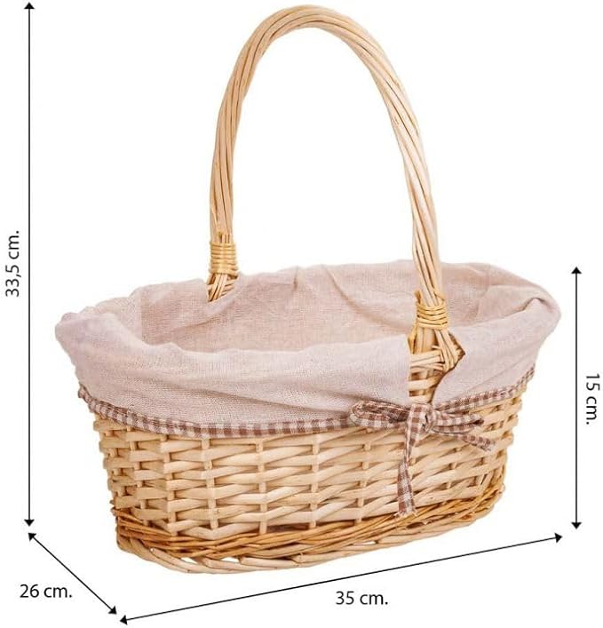 Wicker Lined Baskets Set 3 Pieces