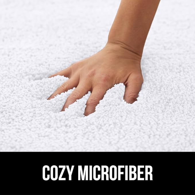 GORILLA GRIP Bathroom Rugs, Ultra Soft Absorbent Mat, Thick Plush Bath Rug, Machine Washable, Microfiber Quick Dry, Mats for Shower, Bathtub and Floor, Home Decor Accessories, 24x17, White