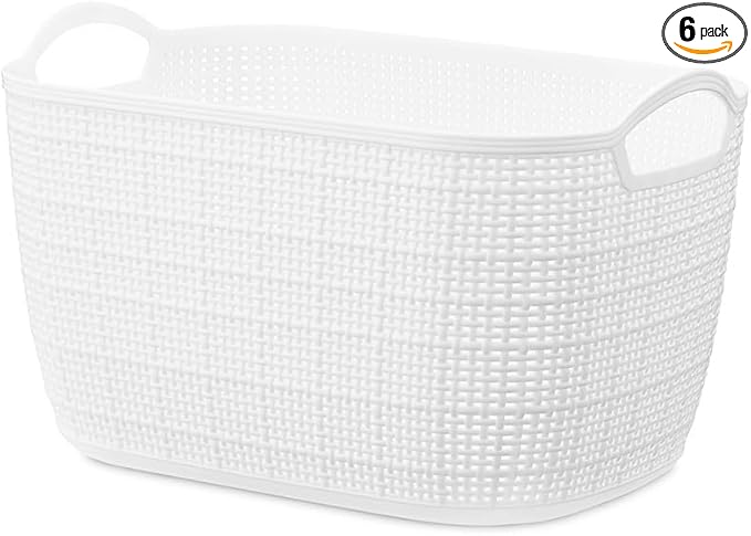 Whitmor Large Resin Tote Link Stitch, White, 2 Pcs/Set, Total 3 Sets，6 Pcs