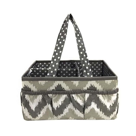 Bacati Mix and Match Nursery Fabric Storage Caddy with Handles, Grey