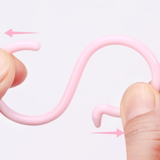 POVETIRE 30 Pack 2.5 Inch Plastics Pink S Hook for Hanging Baby Headband Hair Accessories Baby Bib NecklaceJewelry Hat Holder