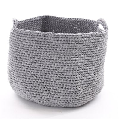 Organic Handknit Basket - Crocheted Tote - Grey