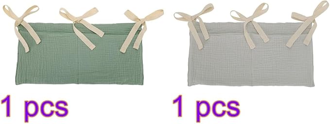 Eforcase 2PCS Baby Crib Organizer Cot Caddy Bed Storage Bag Hanging Pocket Diaper Nursery Organizer Bed Hanging Organizer Bag