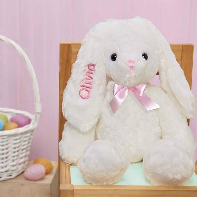 Personalized Easter Bunny Rope Basket (Pink)