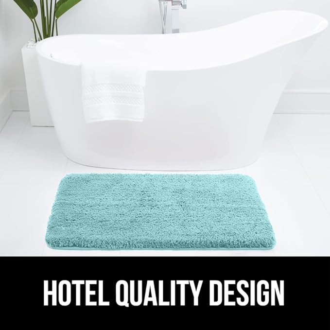 GORILLA GRIP Bathroom Rugs, 42x24, Ultra Soft Absorbent Mat, Thick Plush Bath Rug, Machine Washable, Microfiber Quick Dry, Mats for Shower, Bathtub and Floor, Home Decor Accessories, Spa Blue