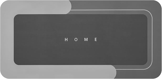 Housego Absorbent Bath Mat Magic Rug, Quick Drying Magic Bath Mat Non-Slip Floor Rug Rubber Backed for Bathroom Kitchen Shower Sink, Water Absorbent (1PC, 16.93''x34.65'', Dark Gray)