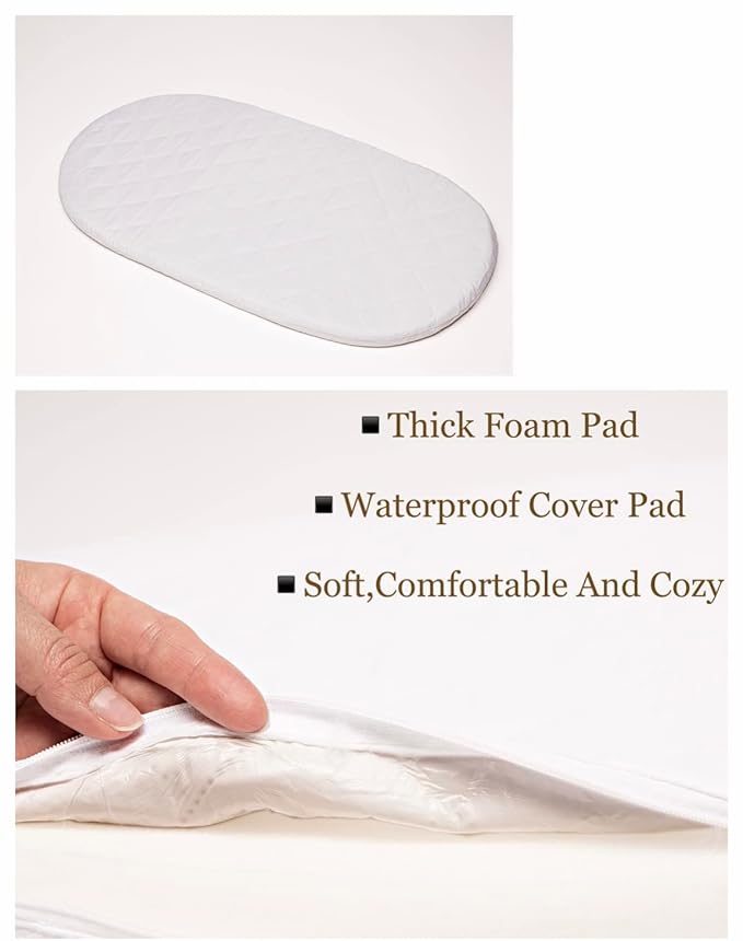 Trendy Baby Changing Basket- Unisex Baby Moses Basket Set of 4 Pieces, Waterproof Pad Cover, Caddy Diaper Organizer,Cotton Blanket - Boho Basket - Nursery Decor - Bassinet Changing Table Topper